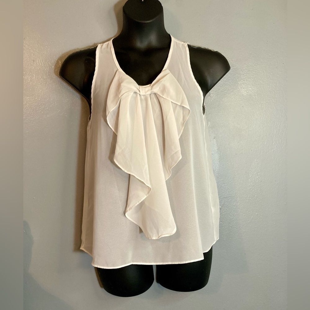 IN San Francisco sheer white sleeveless blouse